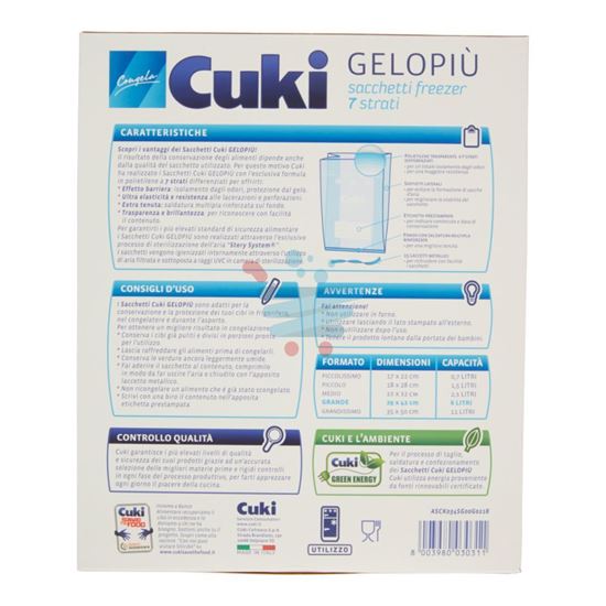 CUKI GELOPIÙ SACCHETTI FREEZER GRANDE 29X42CM 15 PEZZI