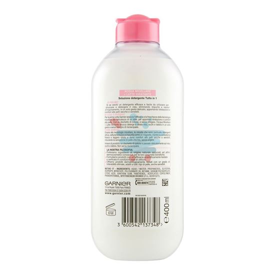 GARNIER ACQUA MICELLARE + LATTE IDRATANTE DETERGE IDRATA STRUCCA SENZA RISCIACQUO 400 ML