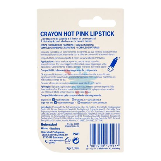 LABELLO CRAYON LIPSTICK 02 HOT PINK 3 GR