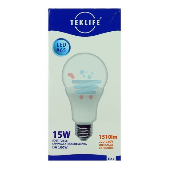 TEKLIFE LAMPADA LED SFERA 15W E27 LUCE CALDA