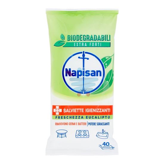 NAPISAN SALVIETTE IGIENIZZANTI BIODEGRADABILI FRESCHEZZA EUCALIPTO 40PZ.