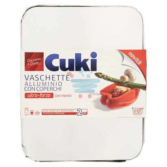 CUKI CONSERVA E CUOCE VASCHETTE ALLUMINIO CON COPERCHI 6 PORZIONI 2 PEZZI