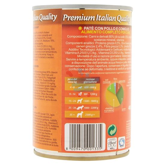 SPECIAL DOG PATE' CON POLLO E CONIGLIO 400GR