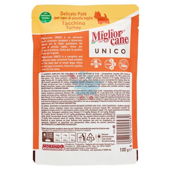 MIGLIOR CANE UNICO DELICATO PATE' DI TACCHINO 100GR