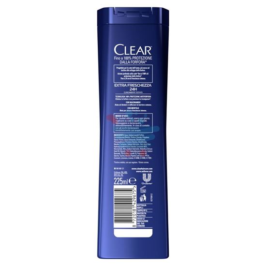 CLEAR MEN SHAMPOO ANIFORFORA EXTRA FRESCHEZZA 24H TUTTI I TIPI DI CUTE E CAPELLI 225 ML