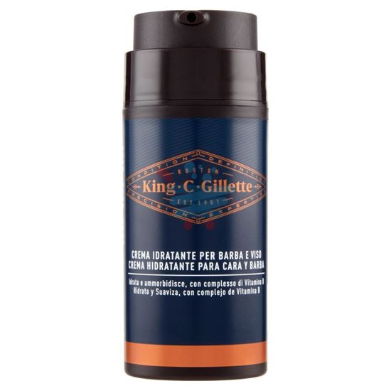 KING C. GILLETTE CREMA IDRATANTE PER BARBA E VISO, CON COMPLESSO VITAMINA B, 100 ML